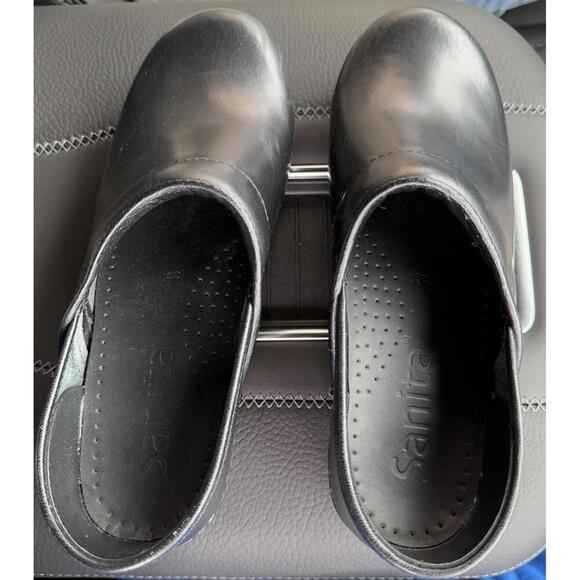 Sanita Danish Leather Black Clogs Workwear Nursing Doctor Minimalist Basic 39 - Picture 3 of 13